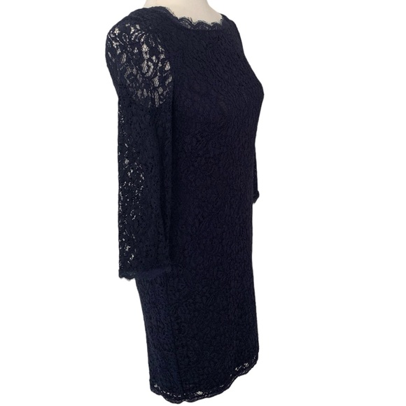 Adrianna Papell Navy Lace Sheath Dress | Size 4 - Picture 5 of 14